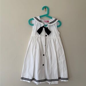 NWOT White and Navy Girls Nautical  Dress with Doll Dress American Girl